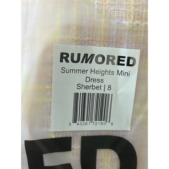 Rumored Womens Summer Heights Mini Dress Tweed Square Neck Sherbet Size 8 NWT - Picture 9 of 11